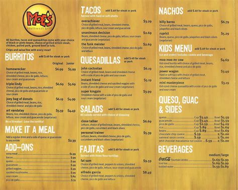 moe's menu